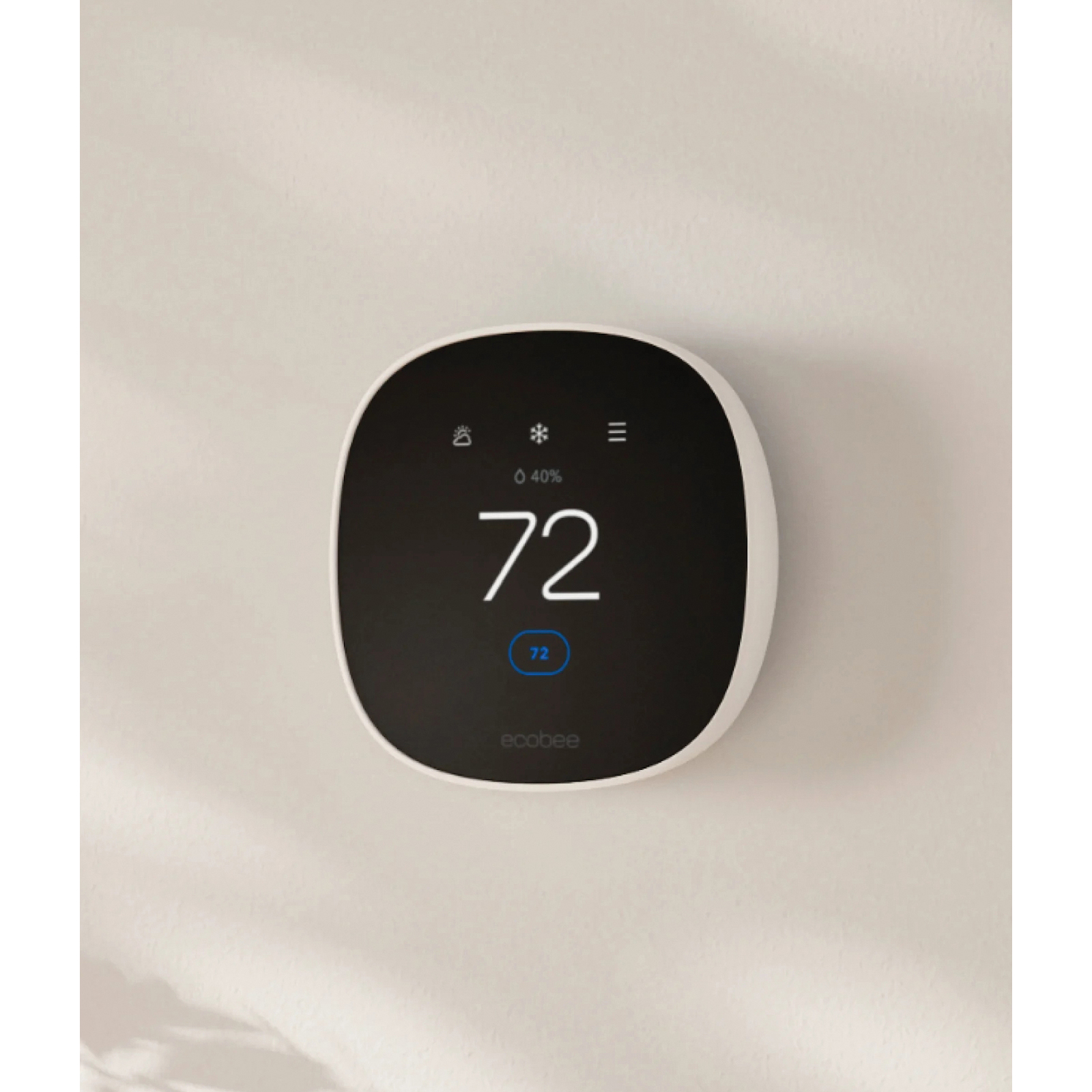 Smart Thermostat, ecobee, Essential, 24 V, Humidity, Temperature Sensor, Phone, Touch Control - 1