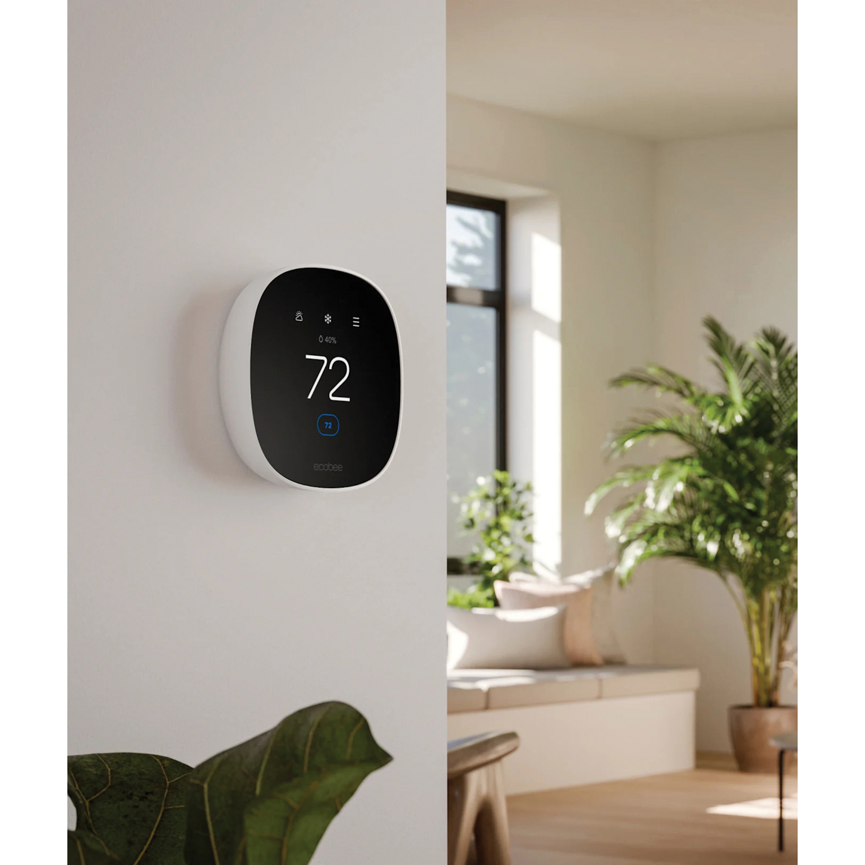 Smart Thermostat, ecobee, Essential, 24 V, Humidity, Temperature Sensor, Phone, Touch Control - 3