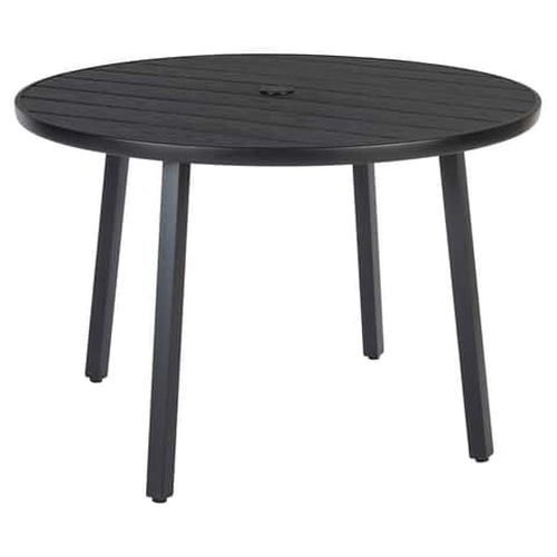 8109775 Dining Table, 42 in W, 42 in D, 28 in H, Steel Frame, Round Table, Metal Table, Black Table