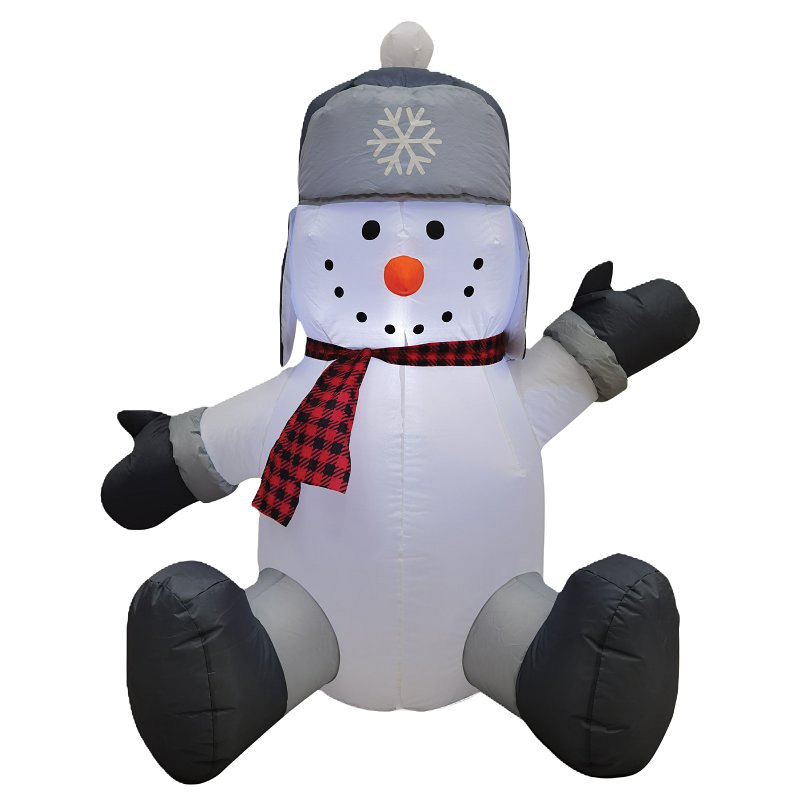 90937 Inflatable Snowman, 4 ft H, Polyester, Gray/White, Internal Light