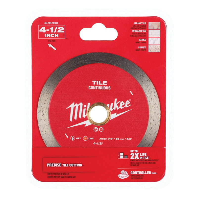 49-93-9504 Saw Blade, 4-1/2 in Dia, 7/8 in-20 mm-5/8 in Arbor, Continuous Rim