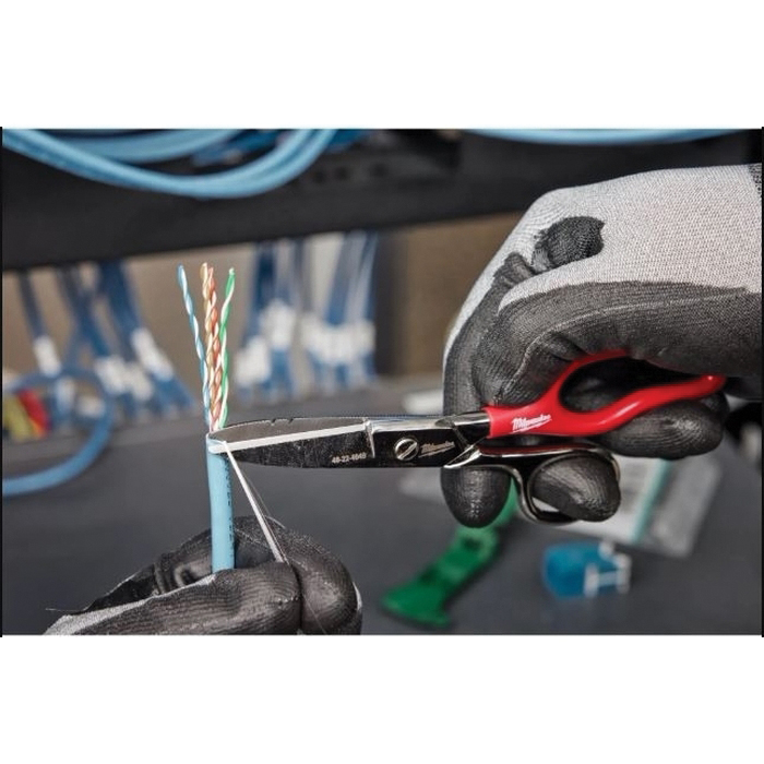 Milwaukee 48-22-4049 Electrician Scissors, 6-1/2 in OAL, 2 in L Cut, Stainless Steel Blade, Extended Handle - 5