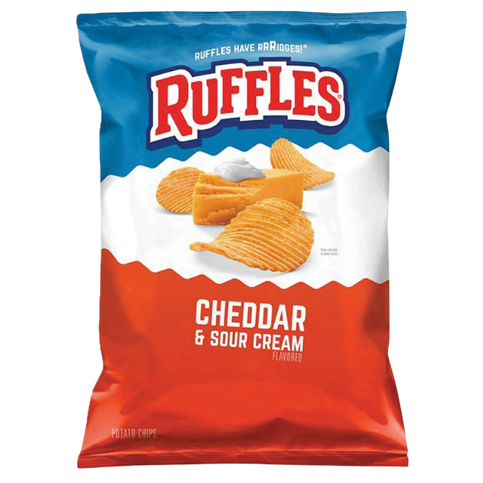 Ruffles 76907 Ruffles 76907 Potato Chips, Cheddar, Sour Cream, 2.25 oz Bag - 1