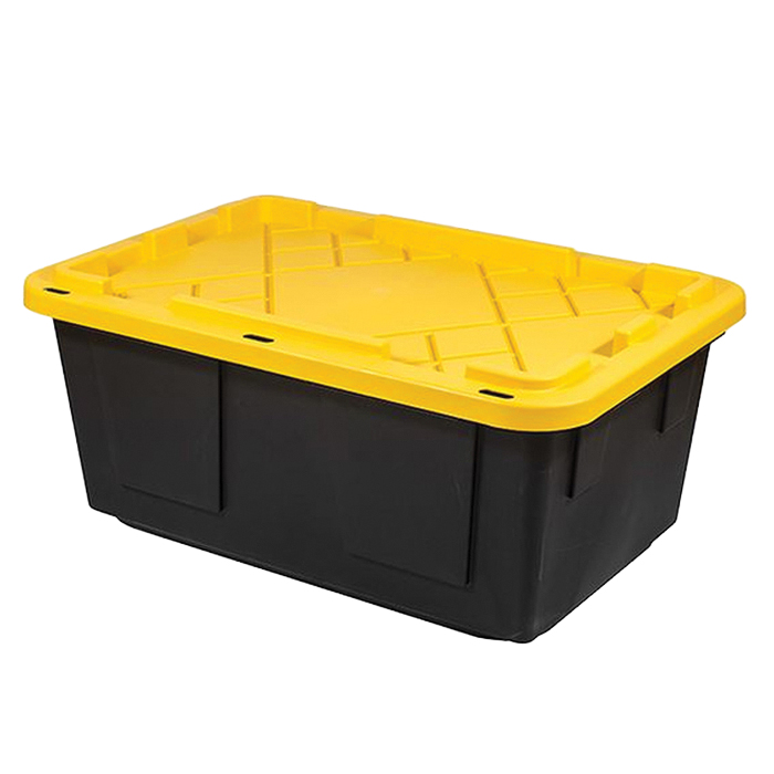 772626 Stackable Storage Box, Polypropylene, Black/Yellow, 38-1/2 in L, 22 in W, 24 in H