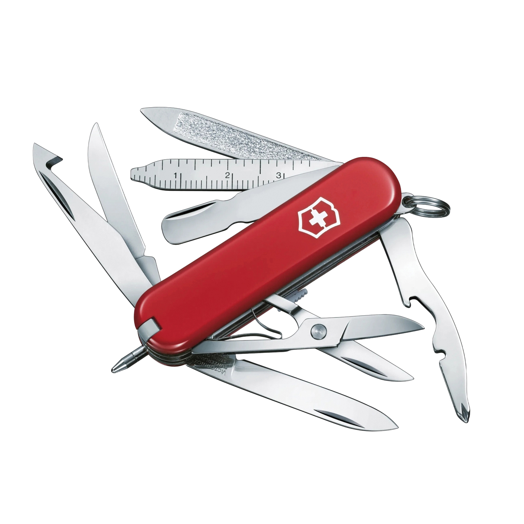 Mini Champ Series 0.6385 Pocket Knife, 18-Function, ABS/Cellidor, Red