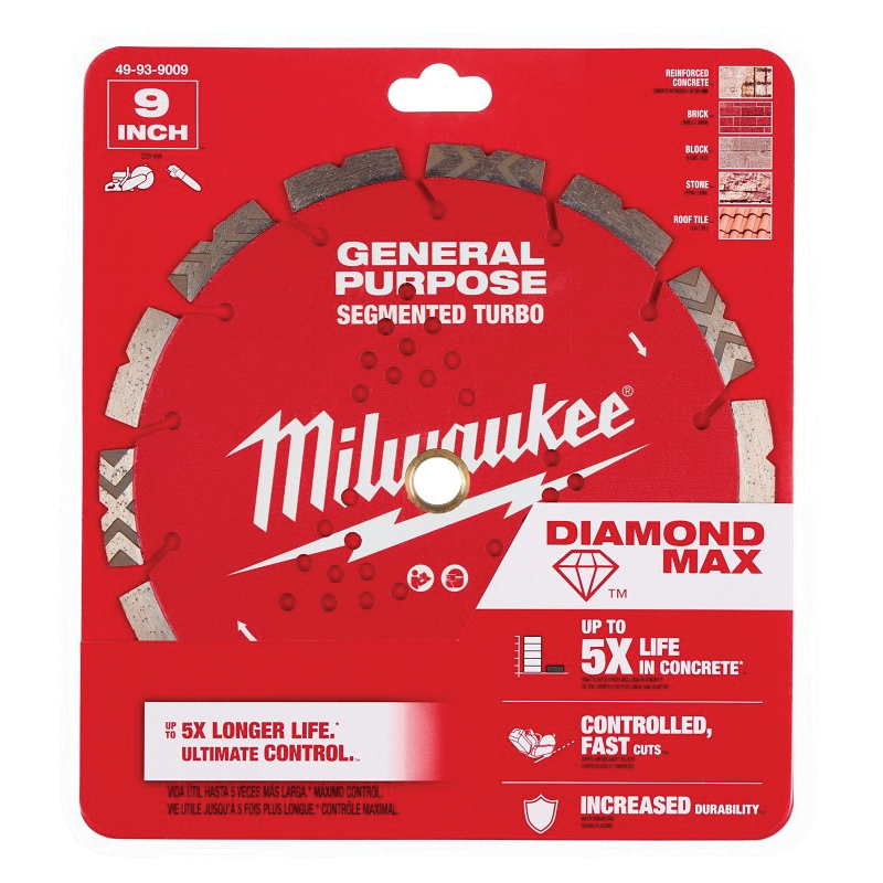 DIAMOND MAX 49-93-9009 Turbo General-Purpose Saw Blade, 9 in Dia, 7/8 in-5/8 in Arbor, Segmented Rim