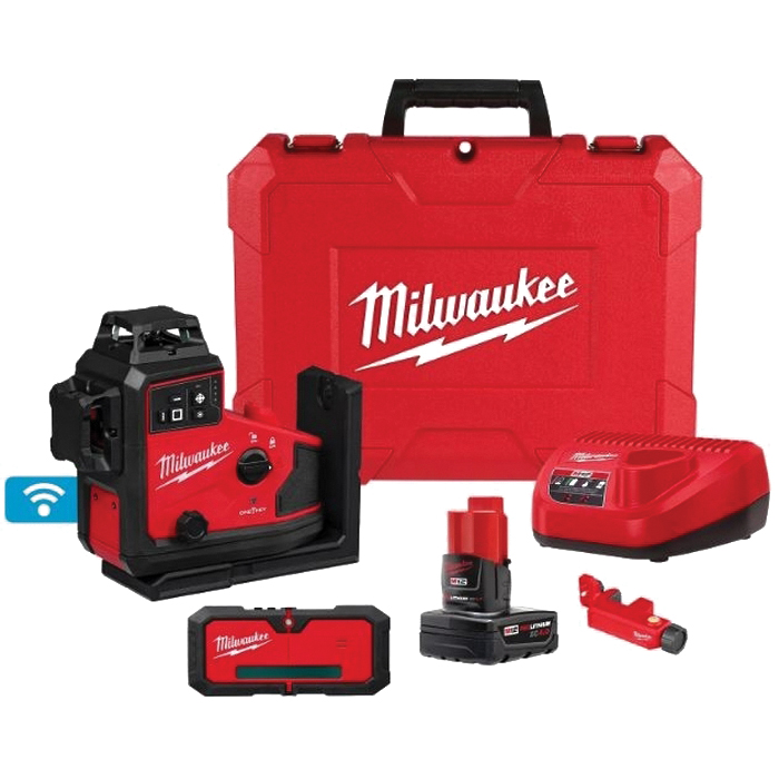 M12 3642-21 Laser Level, 165 ft, +/- 1/8 in Accuracy, 3-Beam, 3-Line, Green Laser