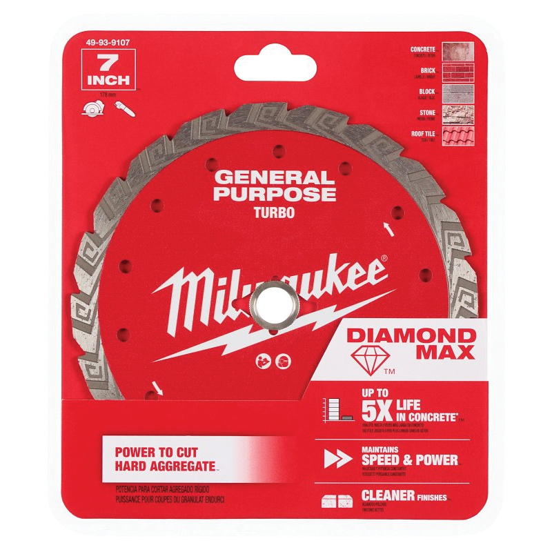 DIAMOND MAX 49-93-9107 Turbo General-Purpose Saw Blade, 7 in Dia, DM-7/8 in-5/8 in Arbor, Turbo Rim
