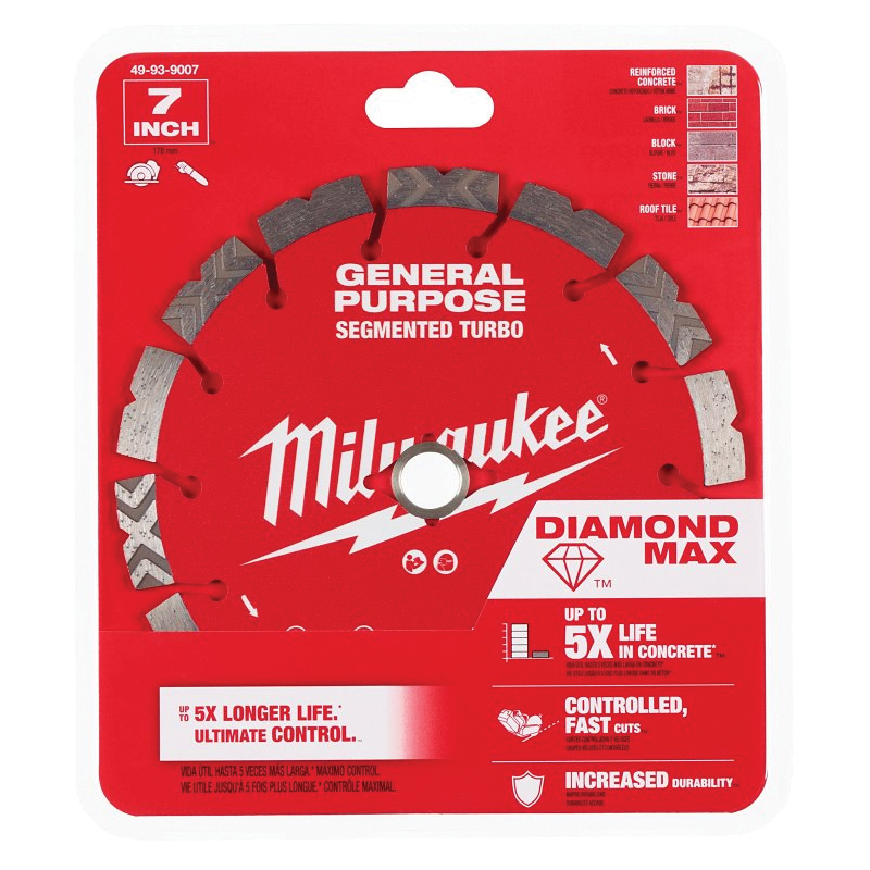 DIAMOND MAX 49-93-9007 Turbo General-Purpose Saw Blade, 7 in Dia, DM-7/8 in-5/8 in Arbor, Segmented Rim