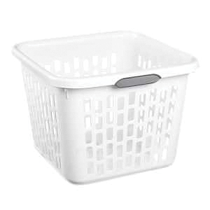 12048006 Laundry Basket, 1.5 bu, White, 19-1/4 in L x 18-1/2 in W x 13-1/2 in H Outside