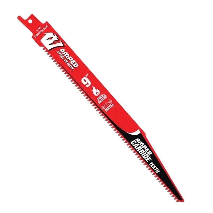 AMPED Steel Demon Series DS0908CFAR10 Reciprocating Saw Blade, 9 in L, 8 TPI, Carbide Cutting Edge