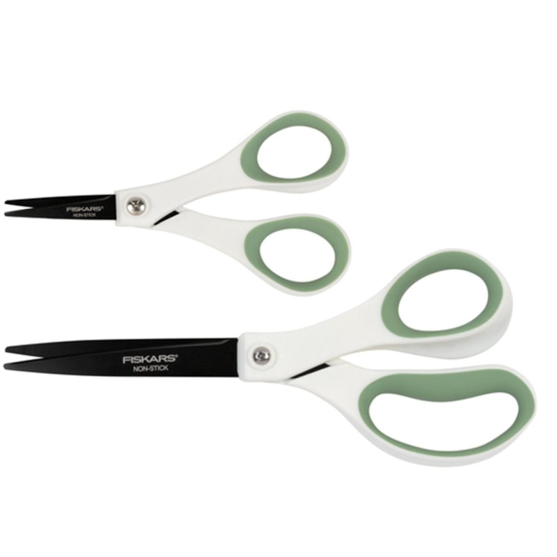 1073594 Scissors, Stainless Steel Blade, Soft Grip Handle, Green/White Handle