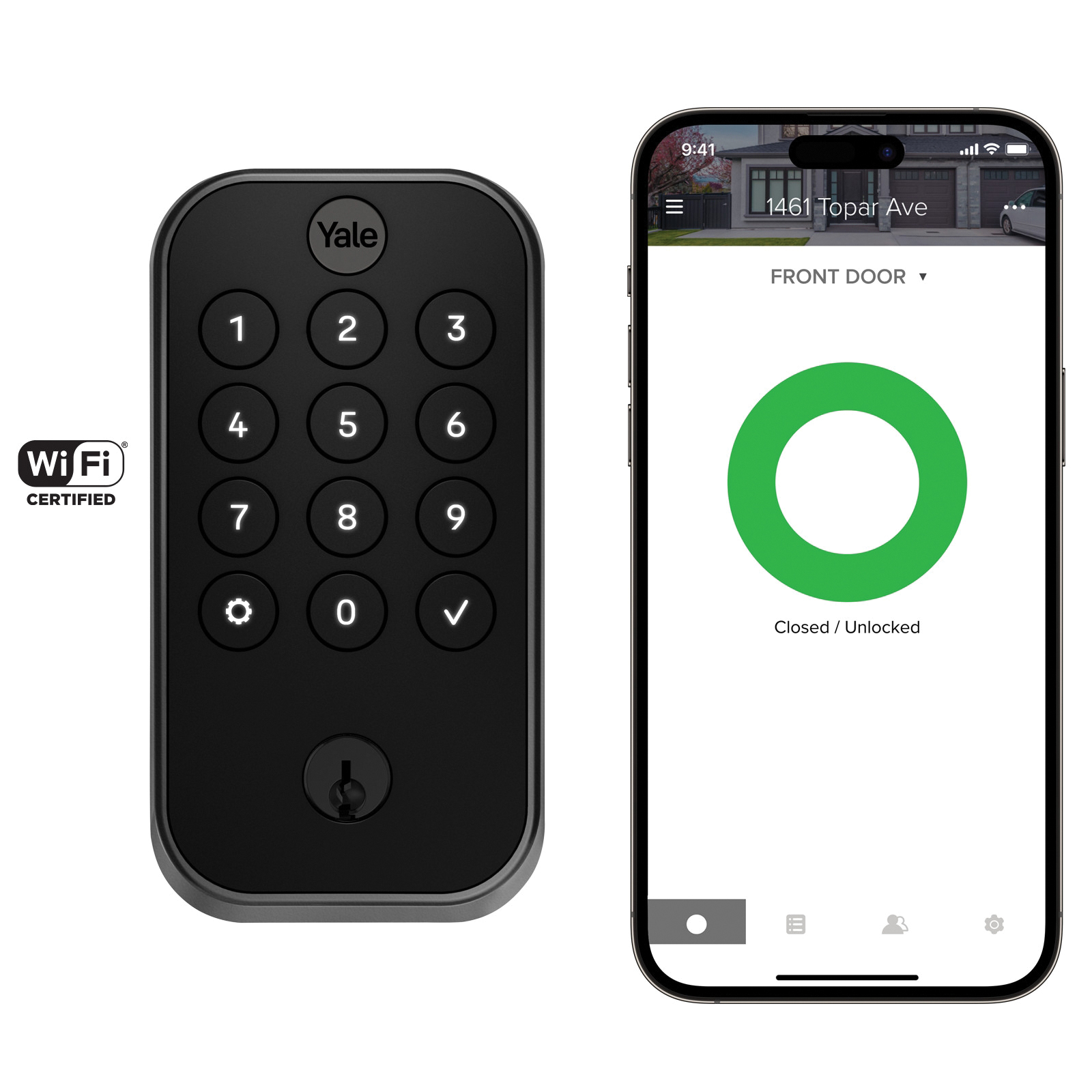Assure Lock 2 Series YRD410-WF1-BSP Keypad with Wi-Fi, Grade 2 Grade, Zinc, Black Suede, 10-3/8, 2-3/4 in Backset