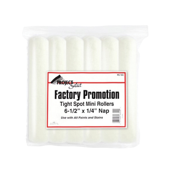 Project Select Series RS163 0650 Mini Roller Refill, 1/4 in Thick Nap, 6-1/2 in L