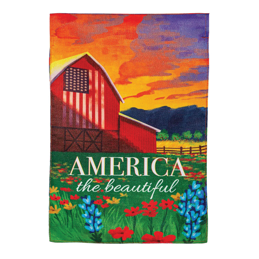 14B13524 Garden Flag, 18 in L, 12-1/2 in W, Farm and Darling, America The Beautiful