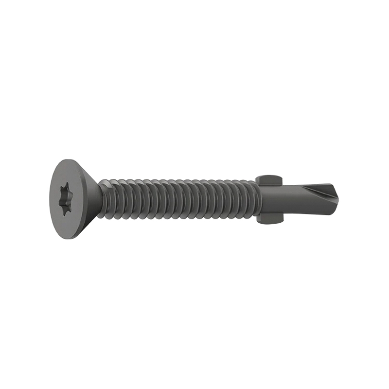 116172 Exterior Screw, 1/4-20 Thread, 2-3/4 in L, Fine Thread, Flat Head, Star Drive, Self-Drilling Point, Epoxy, 30