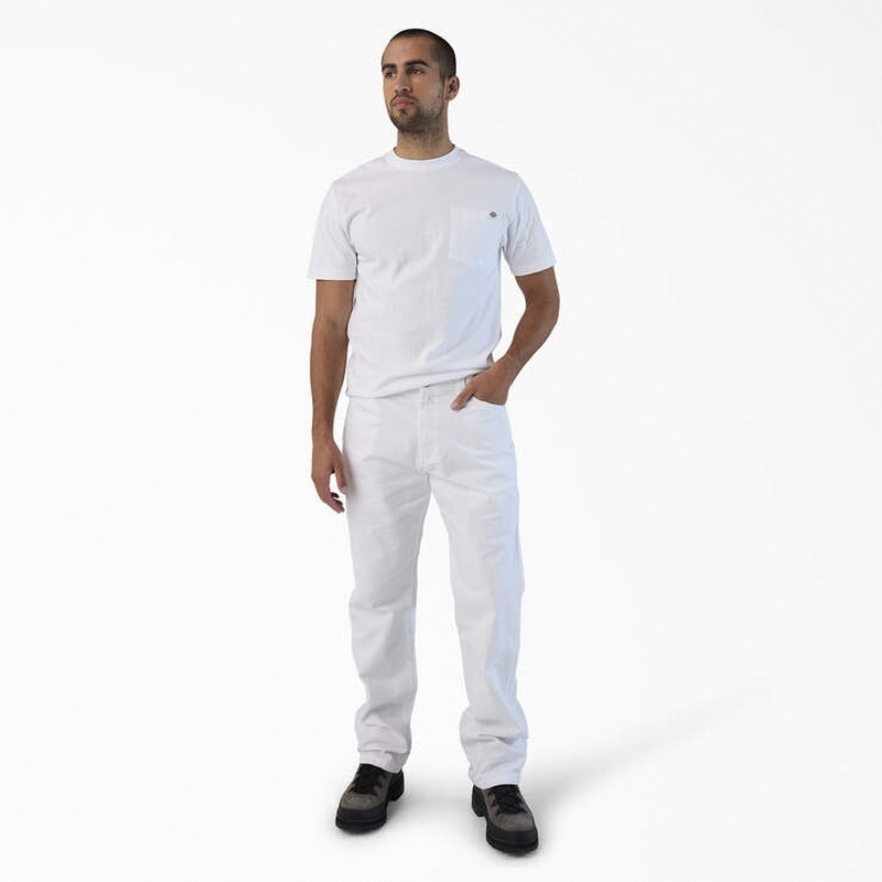 Dickies A861G0WH34X32 Painter's Pants, 34 in, 32 in L, Wh