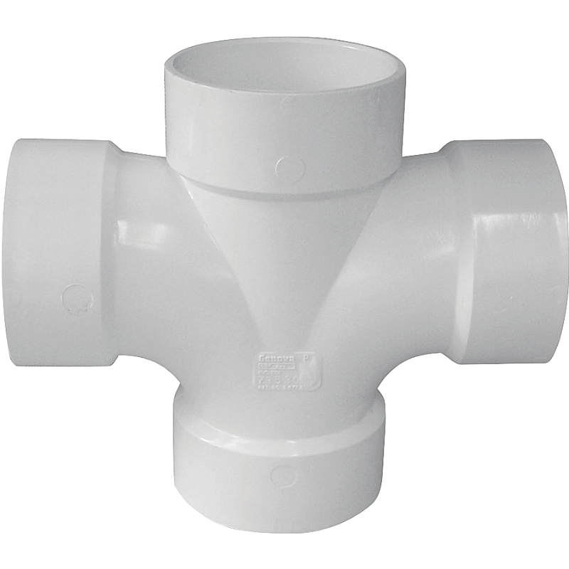 192190P/05240H Reducing Double Sanitary Pipe Tee, 4 x 2 in, Hub, PVC, SCH 40 Schedule