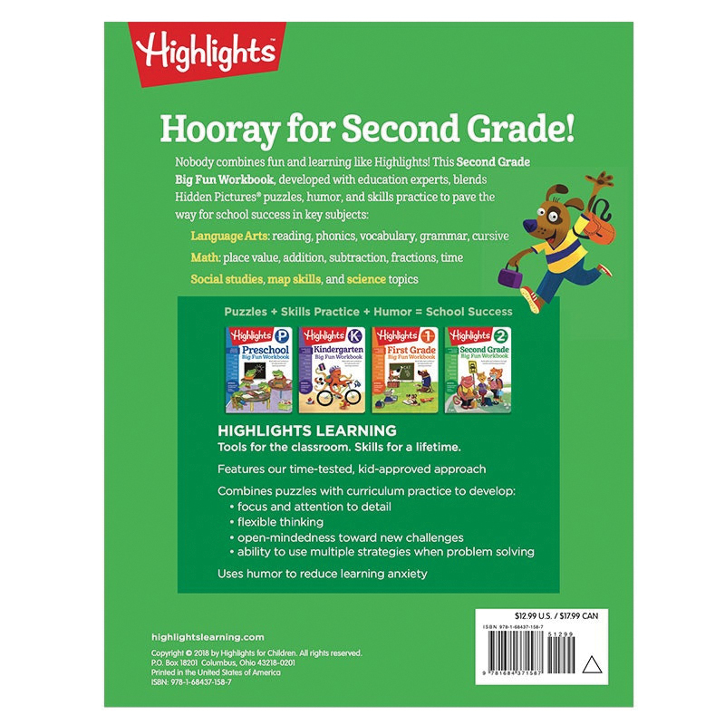 Highlights 1684371587 Workbook, Big Fun Second Grade Workbook, 7 to 8 years - 2