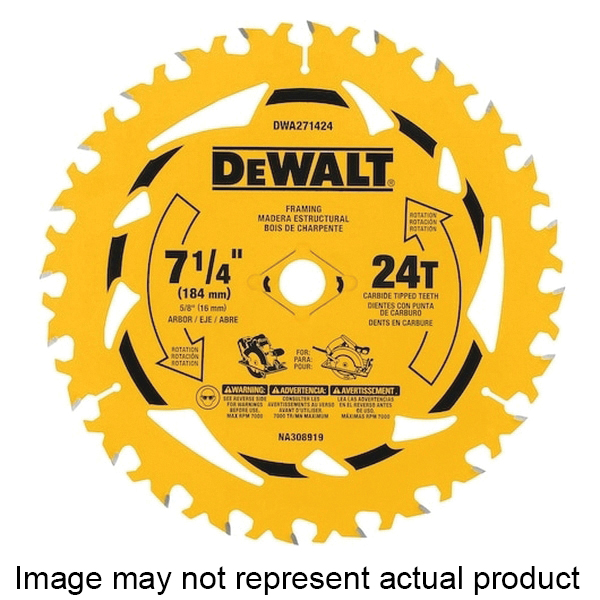 DWA261240 Circular Saw Blade, 6-1/2 in Dia, 5/8 in Arbor, 40-Teeth, Tungsten Carbide Cutting Edge