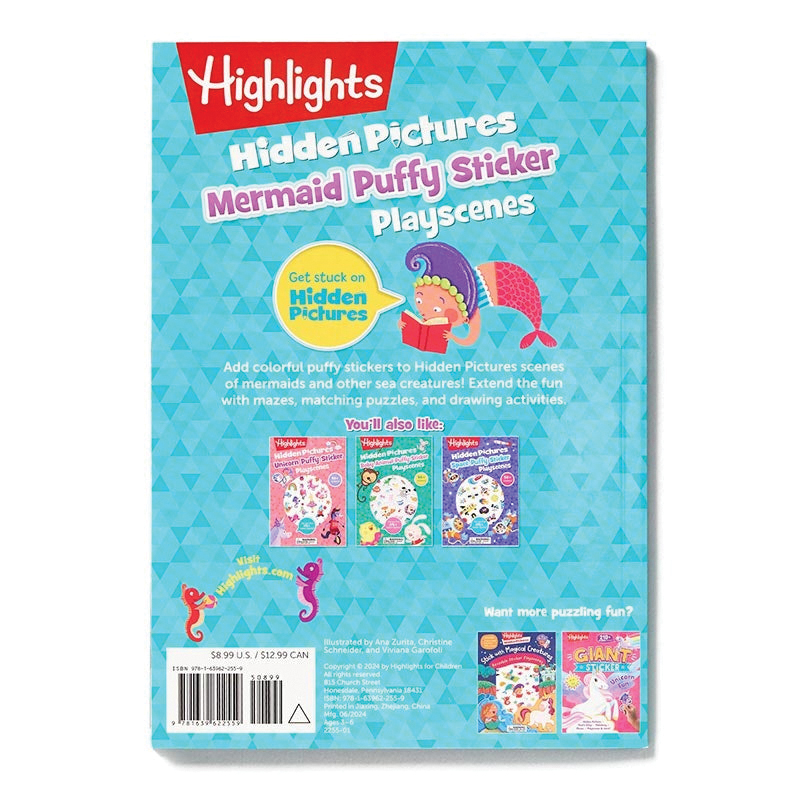 Highlights 1639622559 Activity Book, Mermaid Hidden Pictures Puffy Sticker Playscenes, 3 to 6 years - 2