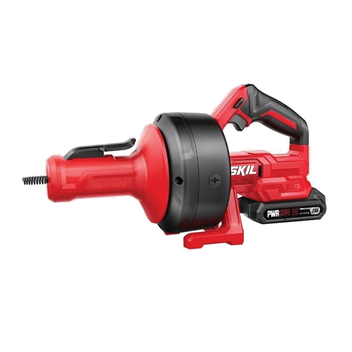 AU0225D-12 Power Snake Drain Cleaner Kit, Battery, 1/4 in Dia Cable, 25 ft L Cable