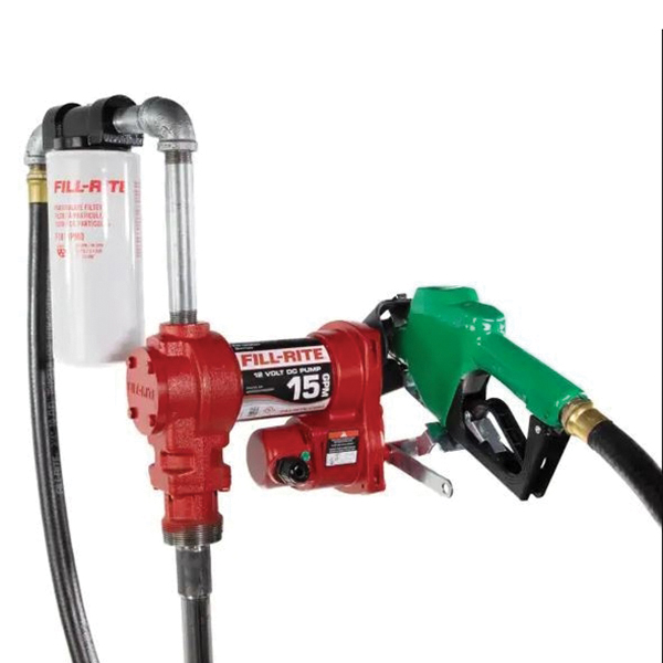 1200 Series FR1210HA1F Fuel Transfer Pump, Motor: 12 V Motor, 8 ft L Suction Tube, 3/4 in Outlet, 15 gpm