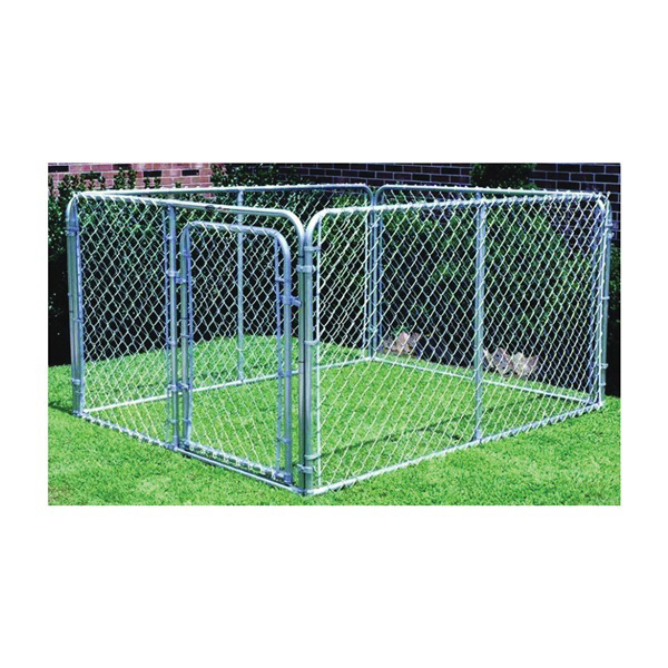 Silver Series DKS11010 Dog Kennel, 10 ft OAL, 10 ft OAW, 6 ft OAH, Steel, Galvanized, Silver