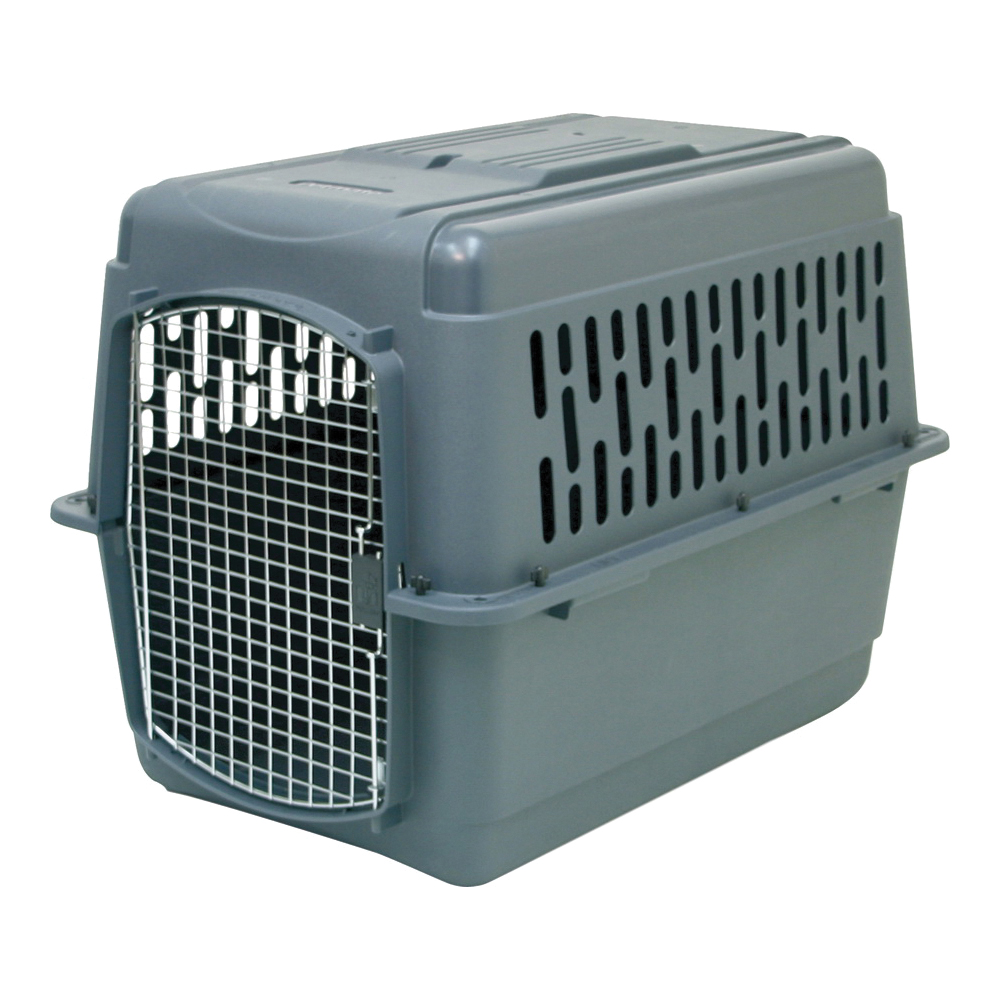 Pet Porter 21184 Pet Carrier, 40 in W, 27 in D, 30 in H, 2XL Size, Plastic, Dark Gray, Chrome