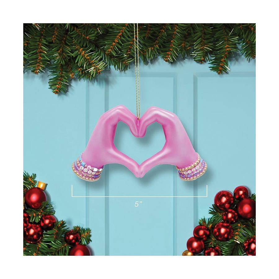 Kurt S Adler T3727 Christmas Ornament, Electroplated Heart Hands, Resin, Pink - 3