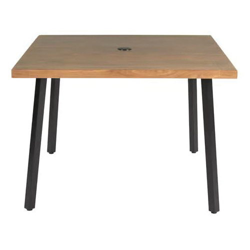 HTMS40LG Dining Table, 40 in W, 40 in D, 28 in H, Steel Frame, Square Table, Metal Table, Brown Table