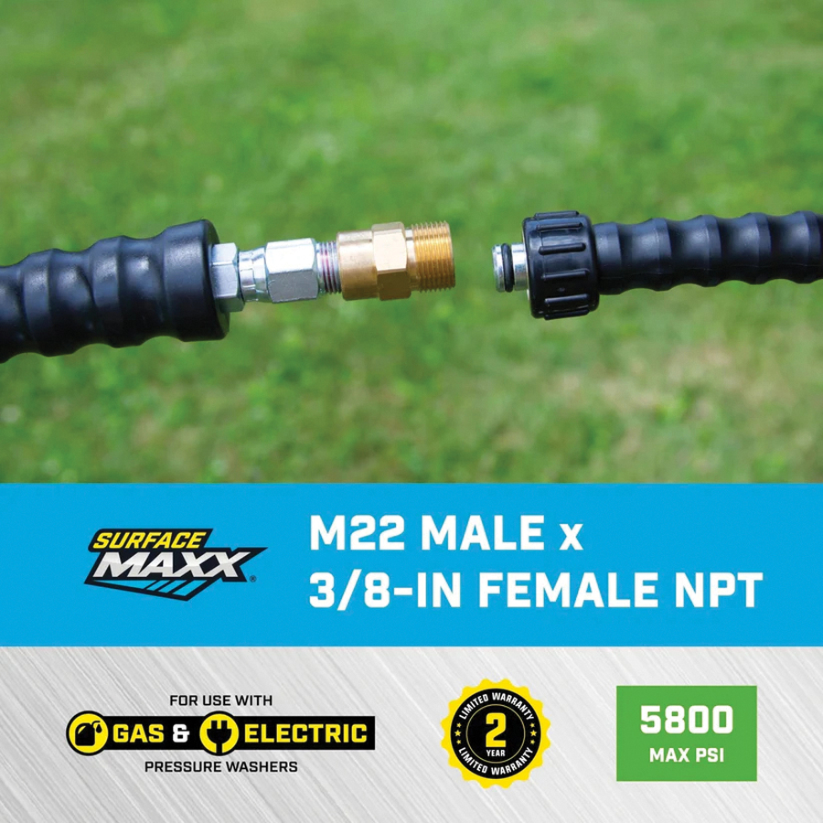 Adapter, SurfaceMaxx, 3/8 in Connection, Male x FNPT, Brass, Gold - 2
