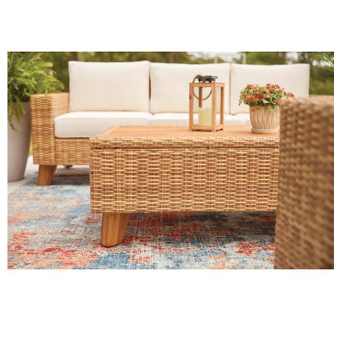Patio Furniture Set, Living Accents, Guinevere Series, Deep Seating, Wicker, Light Brown, 4-Piece - 3
