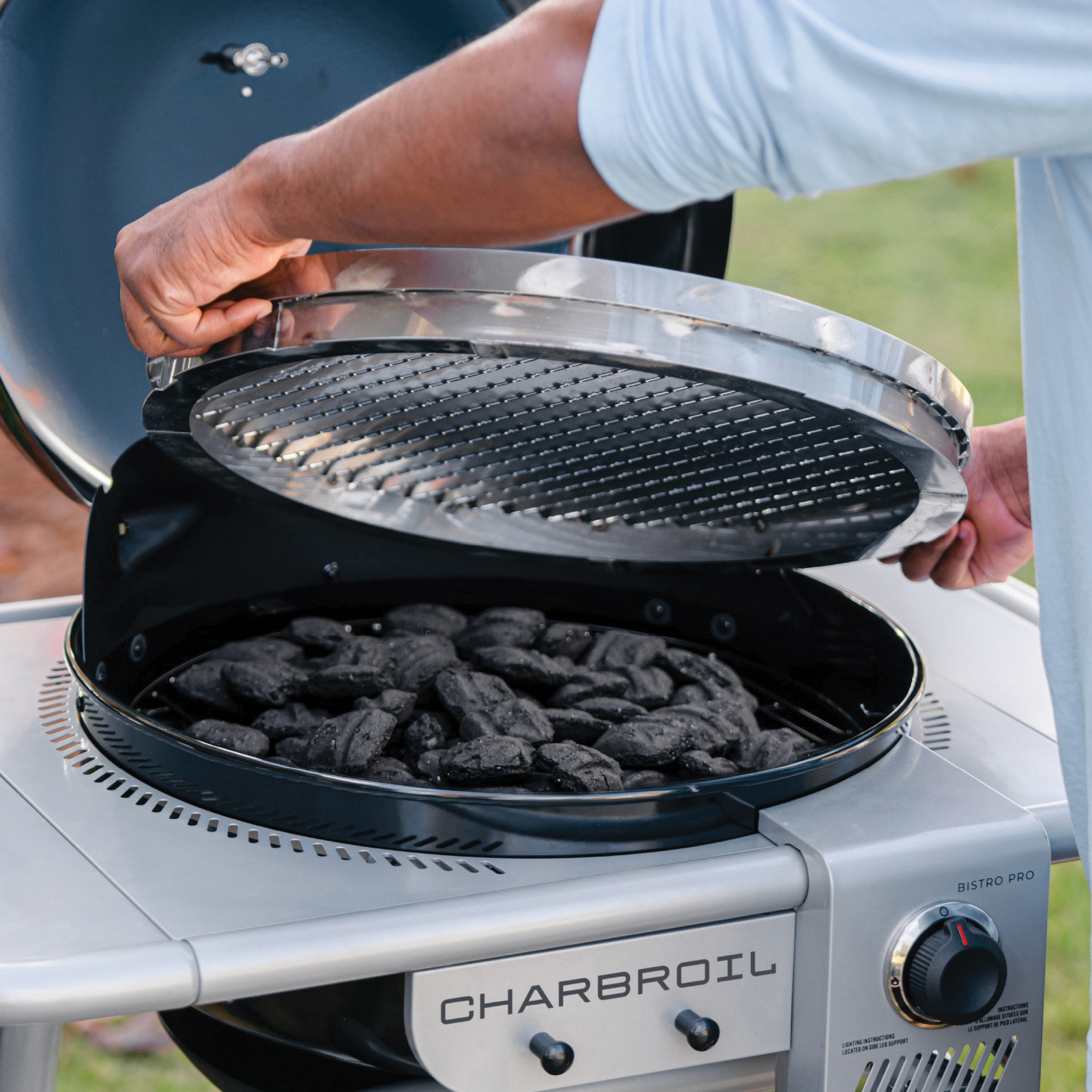 Hybrid Charcoal/Gas Grill, Char-Broil, Bistro Pro, 14,000 Btu, Liquid Propane, 1-Burner, Steel Body - 4