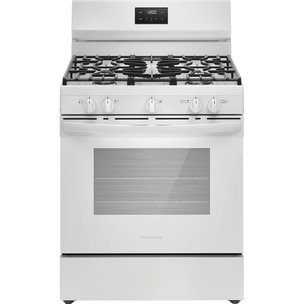 Frigidaire FCRG3052BW Gas Range, 5.1 cu-ft Oven, 30 in OAW, Cast Iron, White - 1