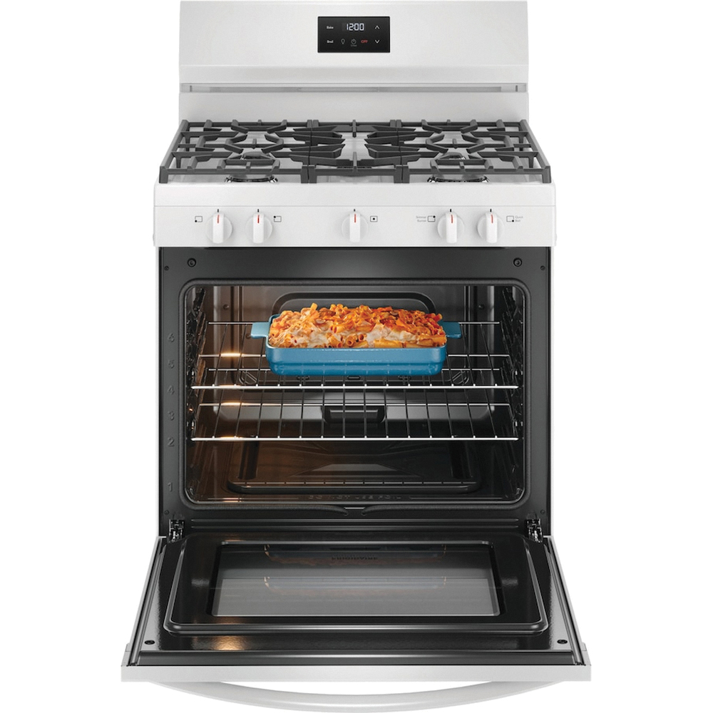Frigidaire FCRG3052BW Gas Range, 5.1 cu-ft Oven, 30 in OAW, Cast Iron, White - 2