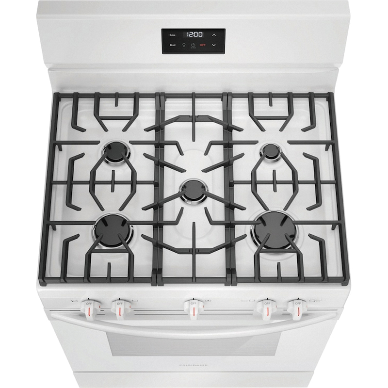 Frigidaire FCRG3052BW Gas Range, 5.1 cu-ft Oven, 30 in OAW, Cast Iron, White - 3