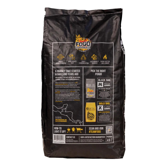 Fogo FB17 Premium Lump Charcoal, Inga Hardwood, 15 min Burn Time, 17.6 lb Bag