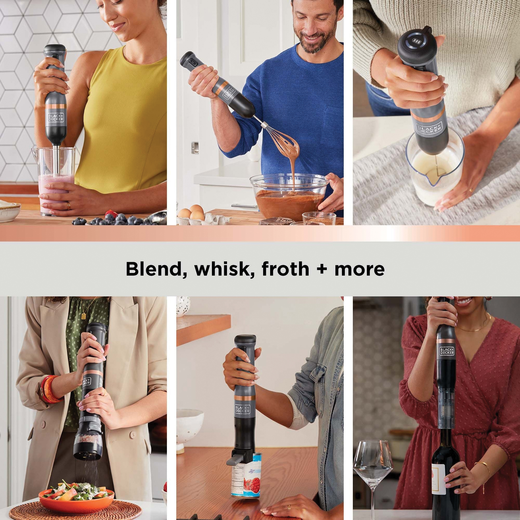 Black+Decker Kitchen Wand BCKM1016KS01 Cordless 6-in-1 Kitchen Multi-tool, 250 W, 5-Speed, Gray - 3