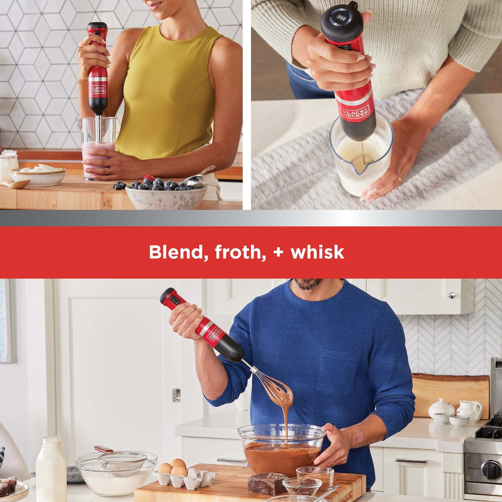 Black+Decker Kitchen Wand BCKM1013KS06 Cordless 3-in-1 Kitchen Multi-tool, Red - 3