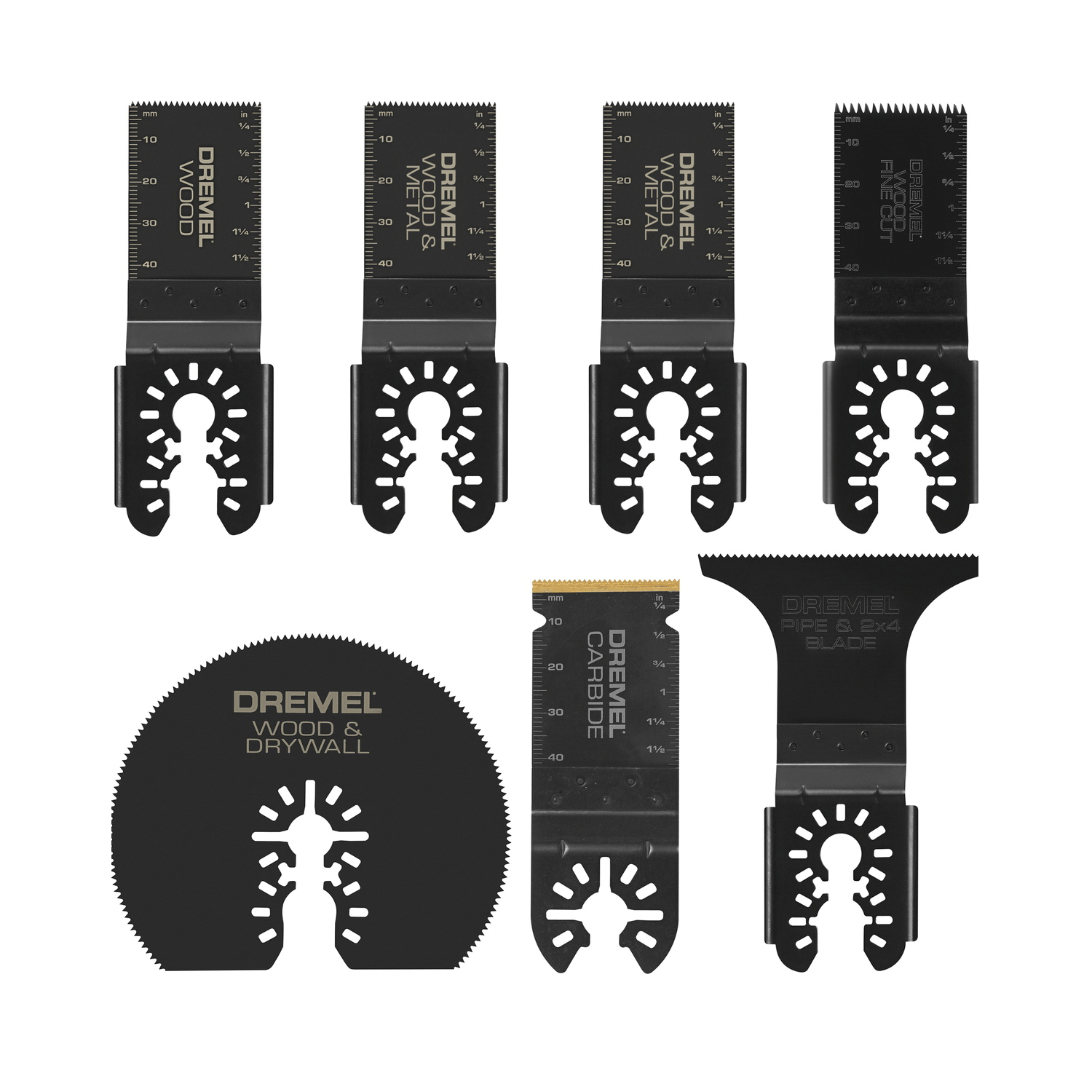 MM497U Universal Oscillating Multi-Tool Blade Kit, 1-1/4, 1-5/8, 2-3/4, 3 in, Bi-Metal/Carbide/HCS