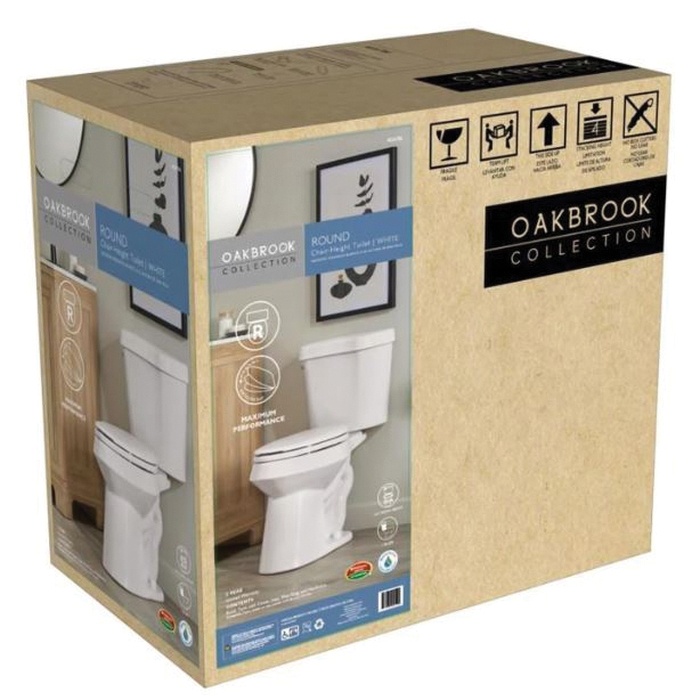 2-Piece Toilet Kit, OakBrook Collection, Round Bowl, Siphon Jet Flushing System, 1.28 gpf Flush, 12 in Rough-In - 4