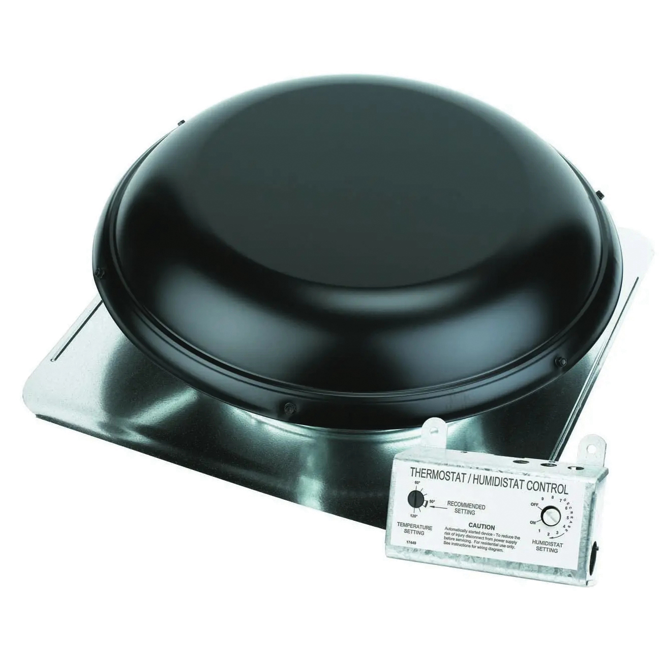 53871 Attic Ventilator, 120 V, 1650 sq-ft Net Free Ventilating Area, 1170 cfm Air, Steel, Black