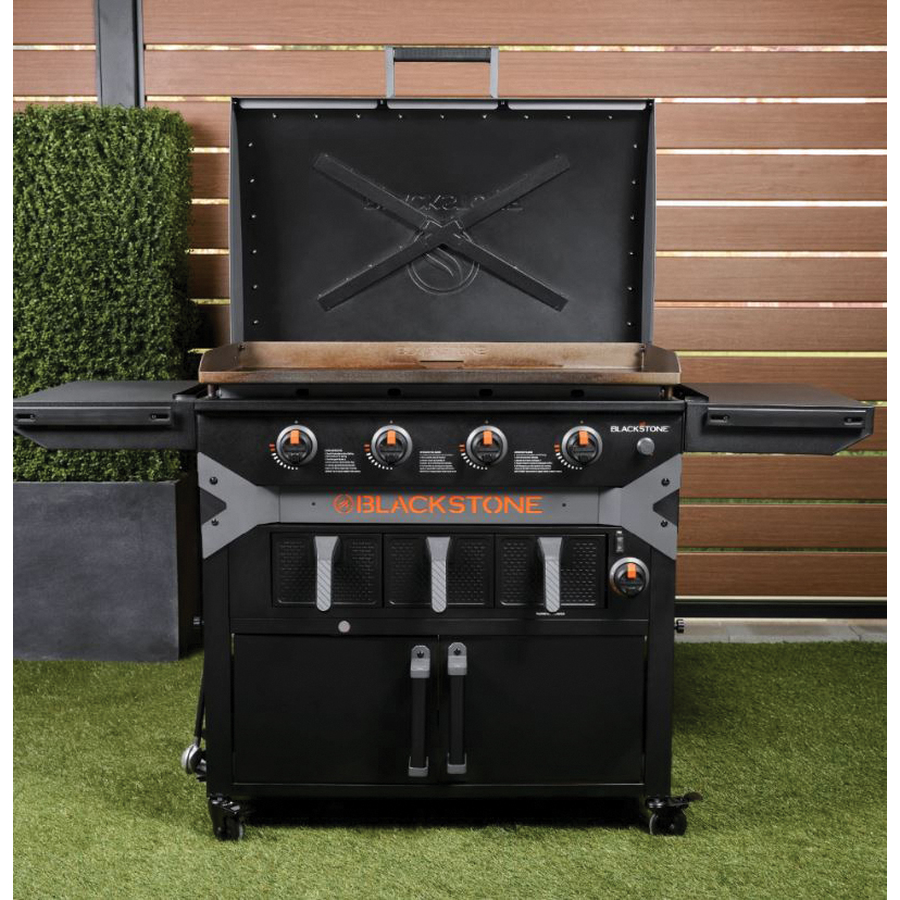 Griddle Air Fryer Combo, Blackstone, Iron Forged, 15,000 Btu, Liquid Propane, 4-Burner, Steel Body, Black - 2