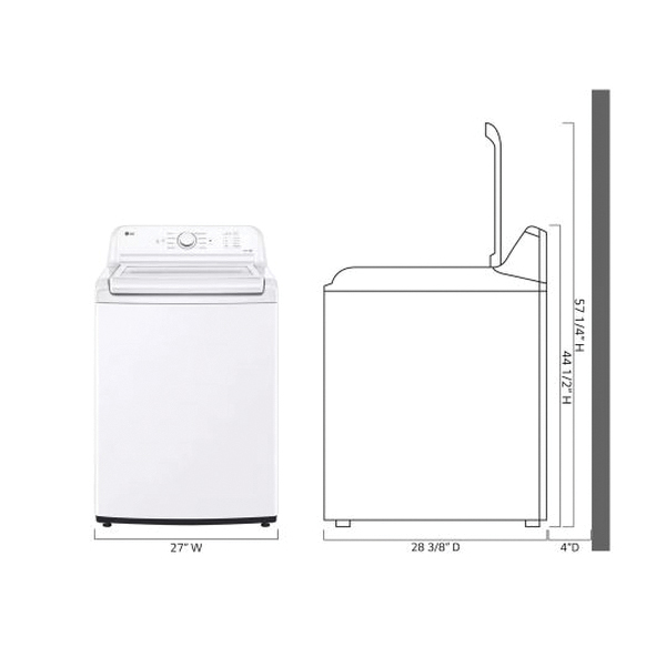 LG WT6105CW Top Load Washer with 4-Way Agitator and TurboDrum Technology, 4.1 cu-ft, 120 V, Electronic Control, White - 2