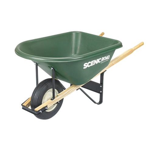 Scenic Lane Series G6-1R-KIT Wheelbarrow Kit, 6 cu-ft Volume, Polyethylene/Steel, 1-Wheel, Ribbed Wheel