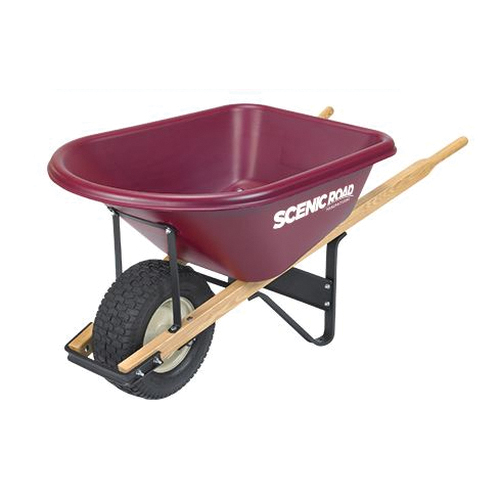 M6-1T-KIT Wheelbarrow Kit, 6 cu-ft Volume, Polyethylene/Steel, 1-Wheel, Turf Wheel, 6 in W Wheel