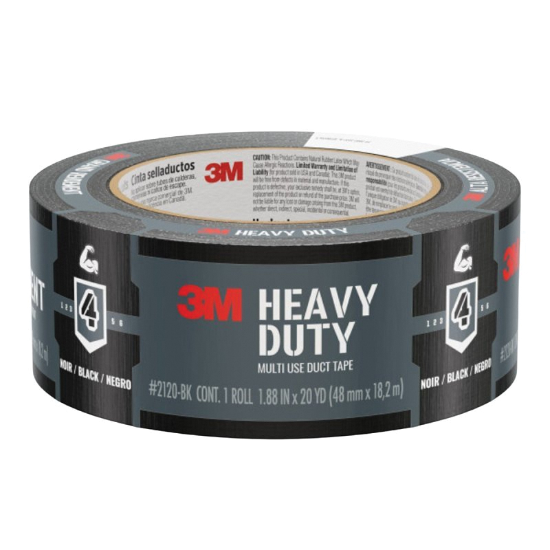 2120-BK Duct Tape, Heavy-Duty, 20 yd L, 1.88 in W, Black