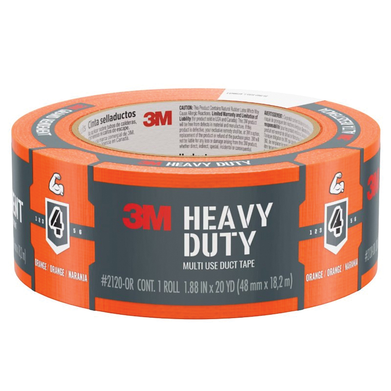 2120-OR Duct Tape, Heavy-Duty, 20 yd L, 1.88 in W, Orange