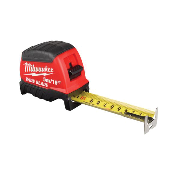 Milwaukee 48-22-1217 Tape Measure, 16 ft L Blade, 1-3/8 in W Blade, Steel Blade, Plastic Case, Black/Red Case - 3